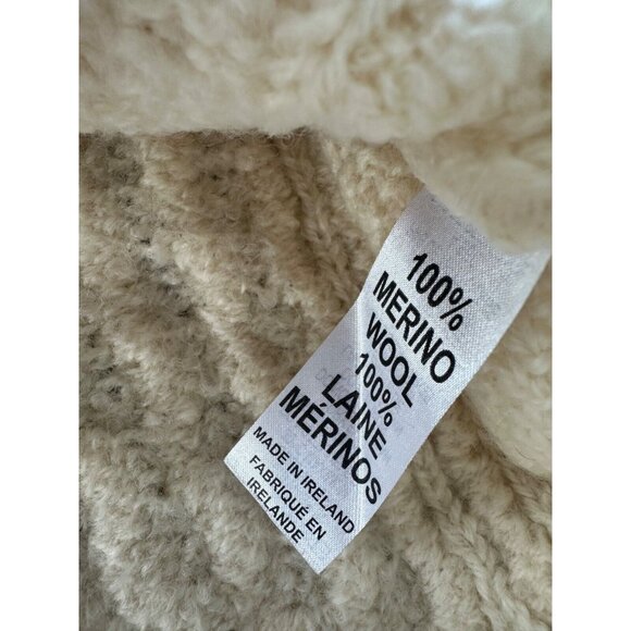 Aran Mor Ireland 100% Merino Wool Cream Cableknit Women's Sweater M - Picture 5 of 6